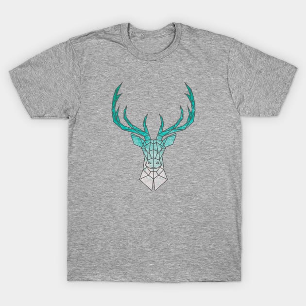 Geometric Deer Blue T-Shirt by CloudTerra
